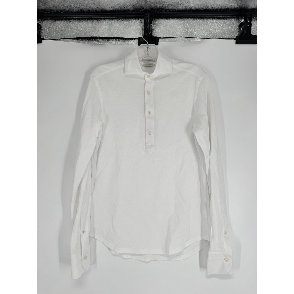 Suitsupply Popover Shirt 38 15 Egyptian Cotton Extra Slim Fit Long Sleeve White